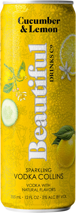 Cucumber & Lemon Sparkling Vodka Collins - Beautiful Drinks Company