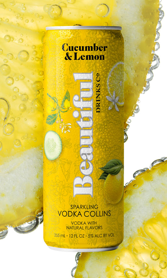 Cucumber & Lemon Sparling Vodka Collins - Beautiful Drinks Company - Home Tile